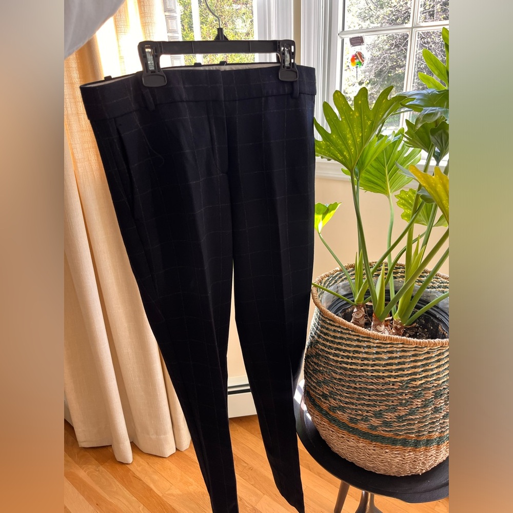 Theory Straight Leg Work Pants - Dark Blue with light square design